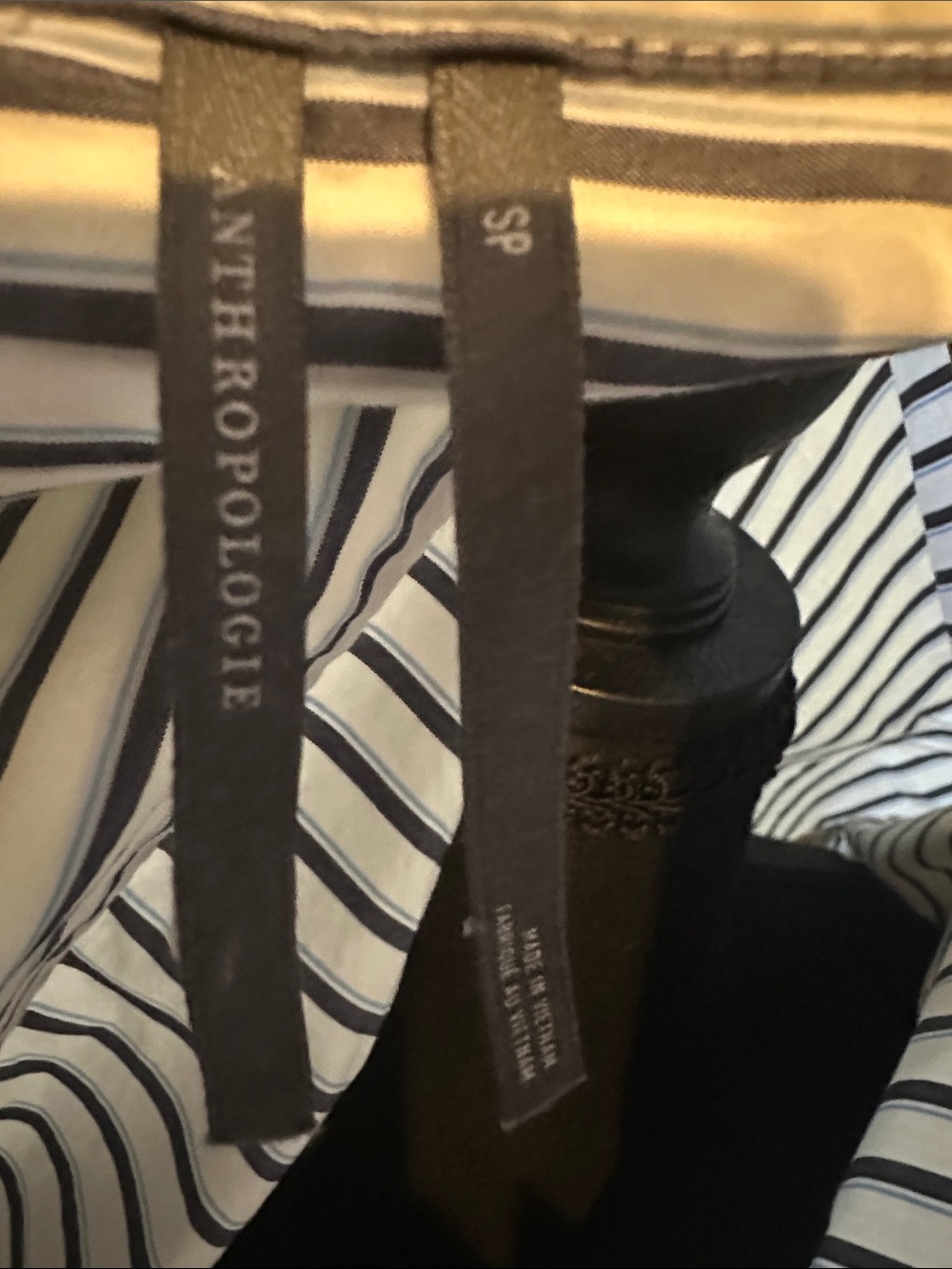 Anthropologie Striped Button-Down Shirt in White and Navy - Picture 2 of 7